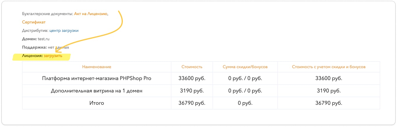 После покупки Лицензии